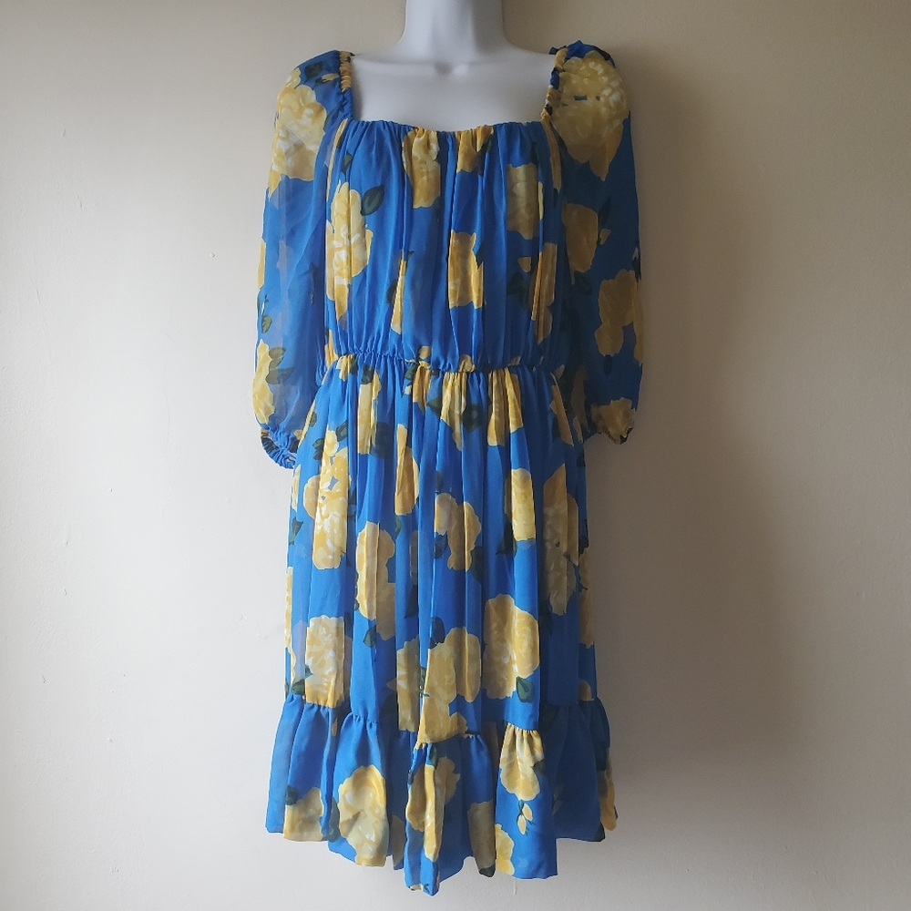 Mango Floral Square Neck / off shoulder